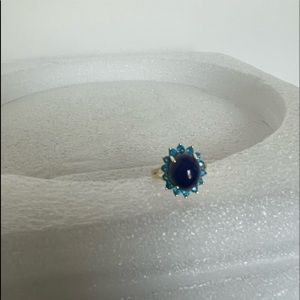 14k ring with lapis & neon apatite